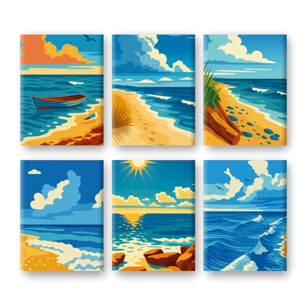 Coffret "Île déserte" – 6 peintures par numéro