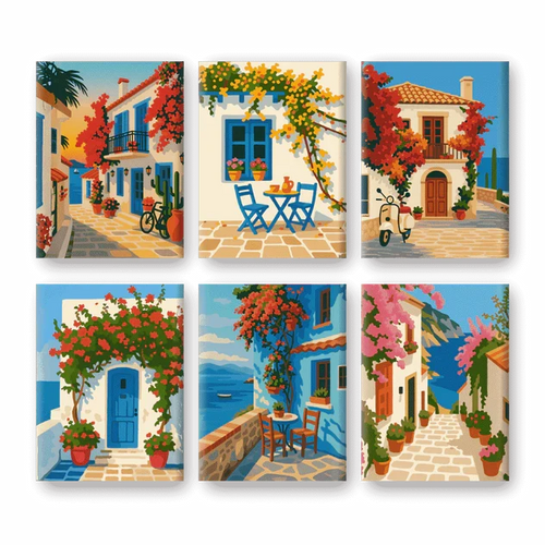 Coffret "Village au Bord de Mer" – 6 peintures par numéro