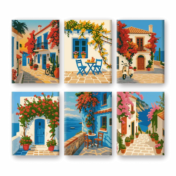 Coffret "Village au Bord de Mer" – 6 peintures par numéro