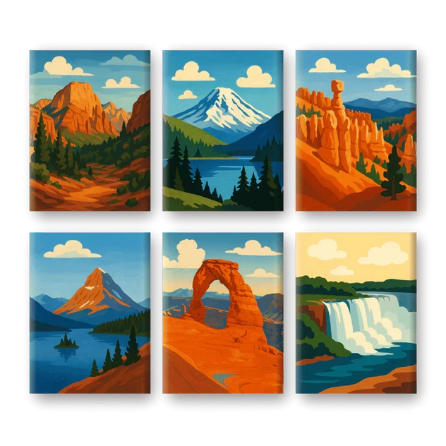 Coffret "Parcs Nationaux Américains" – 6 peintures par numéro