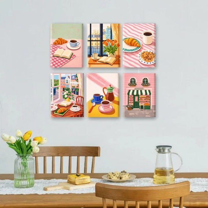Coffret "Pause Café" – 6 peintures par numéro