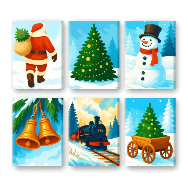 Coffret "Noël sous la neige" – 6 peintures par numéro