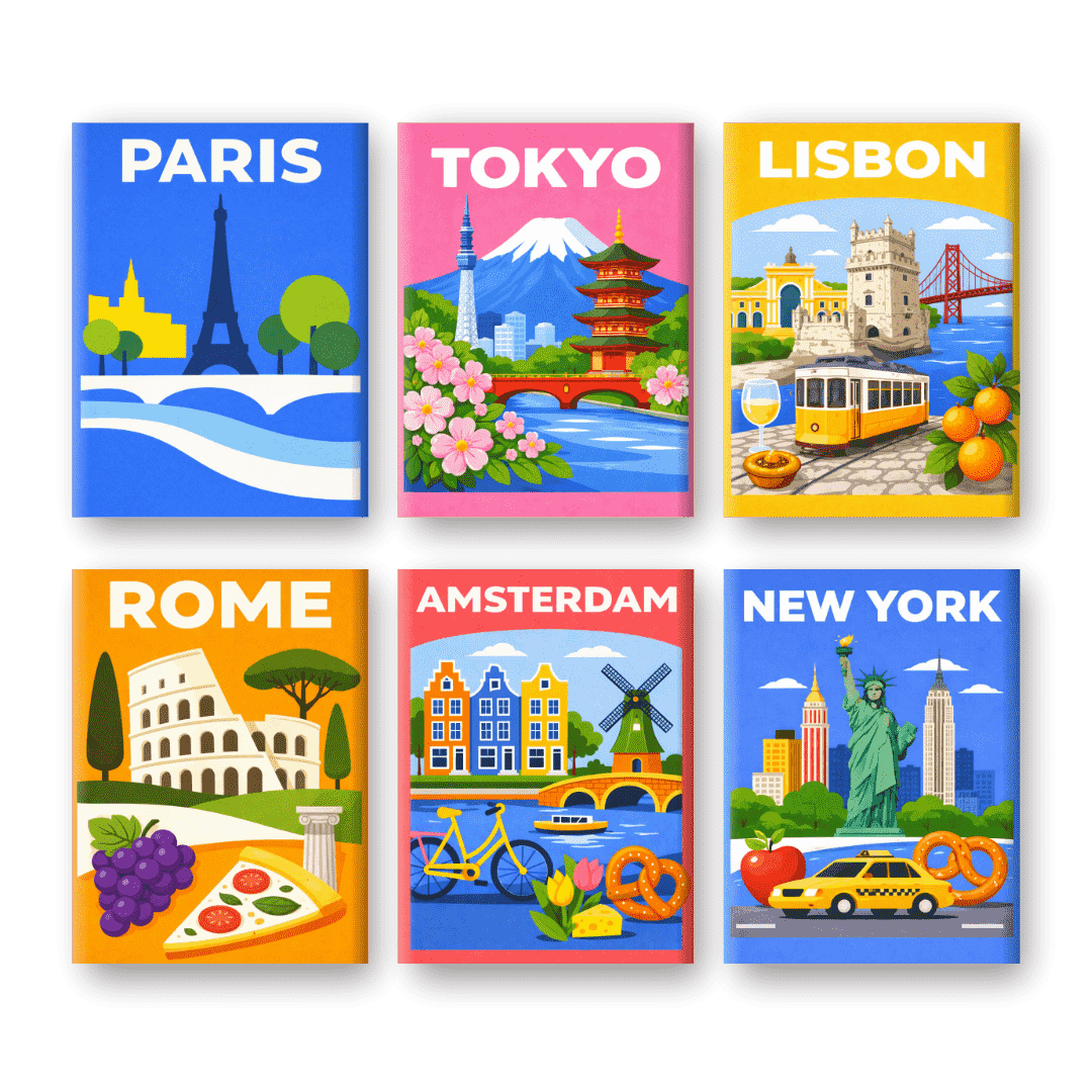 Coffret "Capitales Colorées" – 6 peintures par numéro