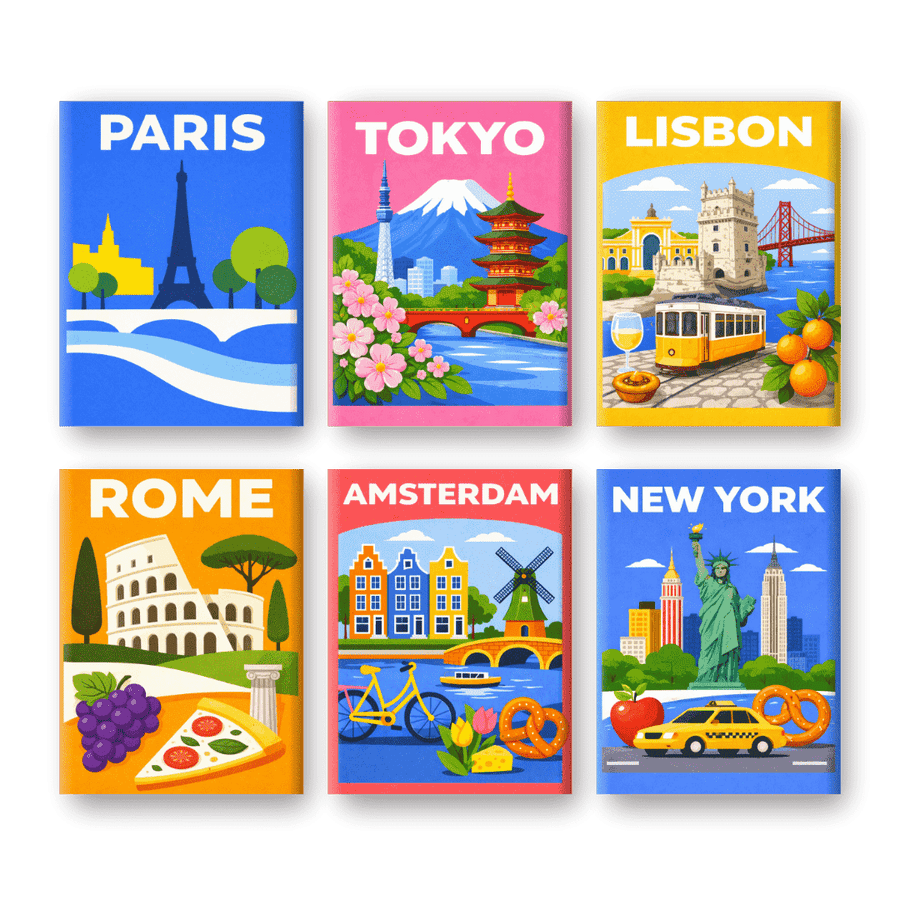 Coffret "Capitales Colorées" – 6 peintures par numéro terminé