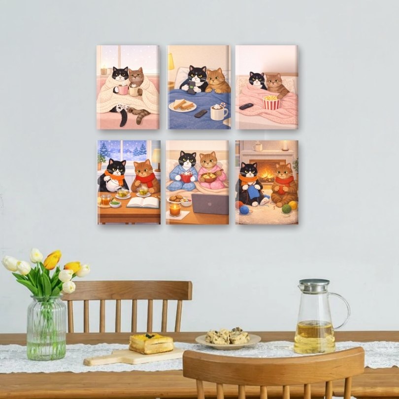 Coffret "Chats Cozy" – 6 peintures par numéro