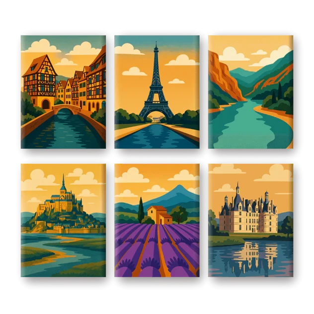 Coffret "Paysages Français" – 6 peintures par numéro