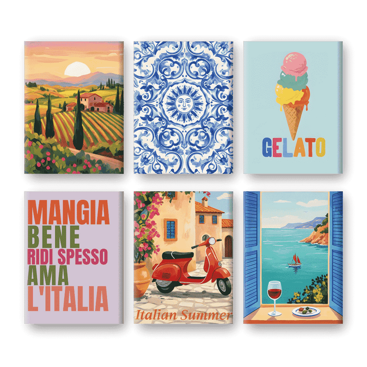Coffret "Univers Italiens" – 6 peintures par numéro