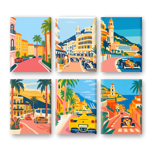 Coffret "Côte d'Azur" – 6 peintures par numéro
