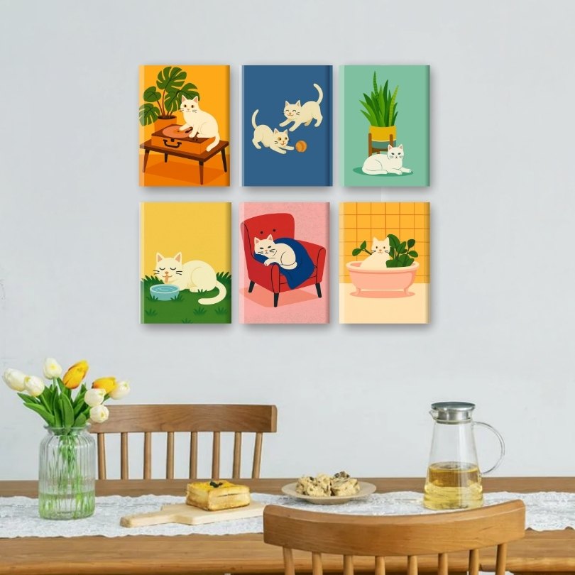 Coffret "Petit Chat Blanc" – 6 peintures par numéro