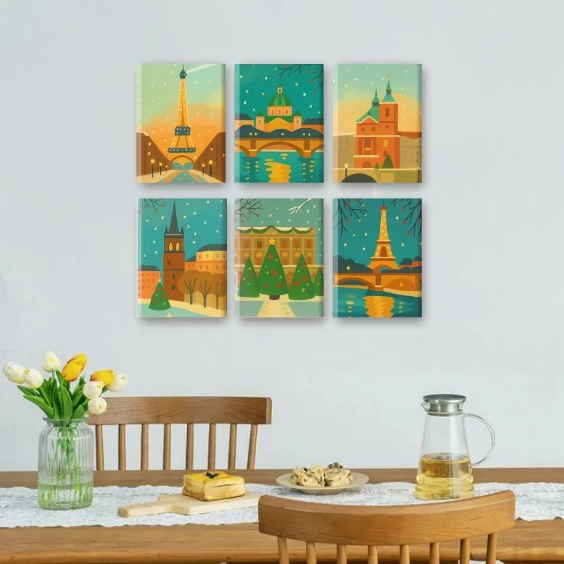 Coffret "Paris à Noël" – 6 peintures par numéro