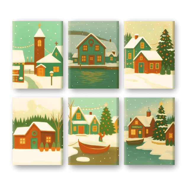Coffret "Village enneigé" – 6 peintures par numéro