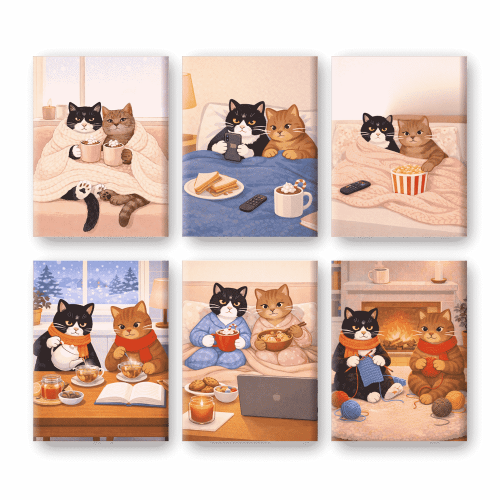 Coffret "Chats Cozy" – 6 peintures par numéro