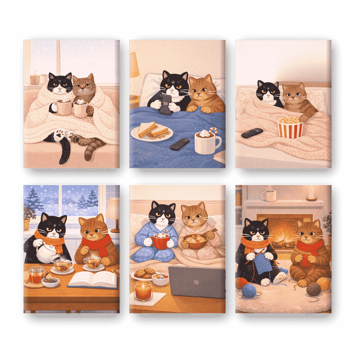 Coffret "Chats Cozy" – 6 peintures par numéro