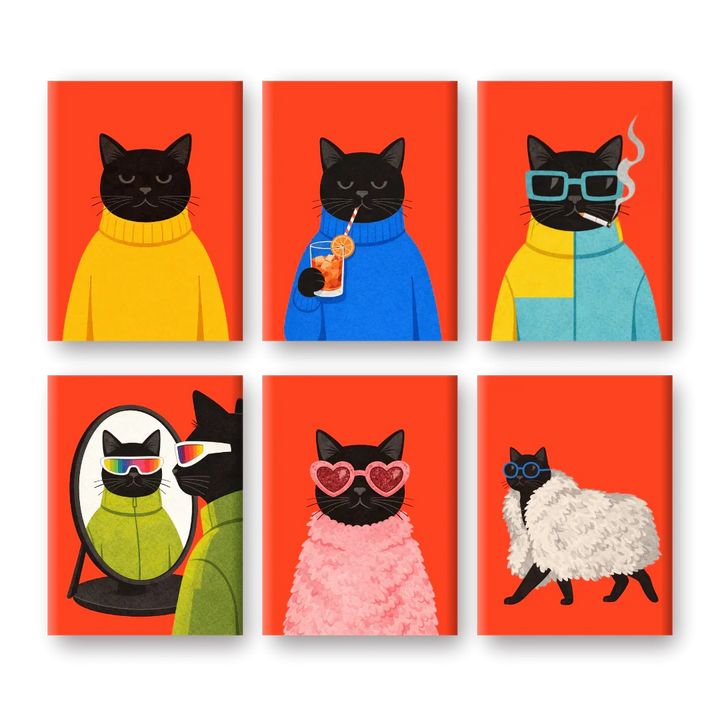 Coffret "Chat Noir Élégant" – 6 peintures par numéro