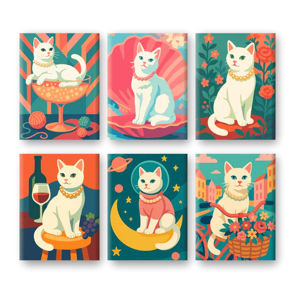 Coffret "Madame Chat" – 6 peintures par numéro