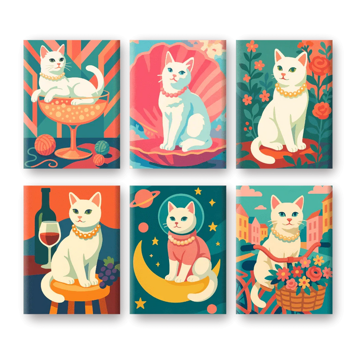 Coffret "Madame Chat" – 6 peintures par numéro