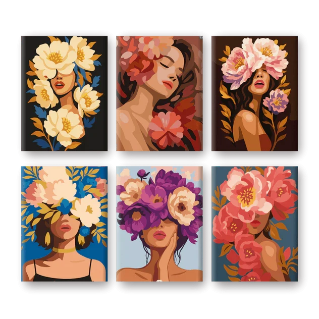 Coffret "Femmes Fleuries" – 6 peintures par numéro