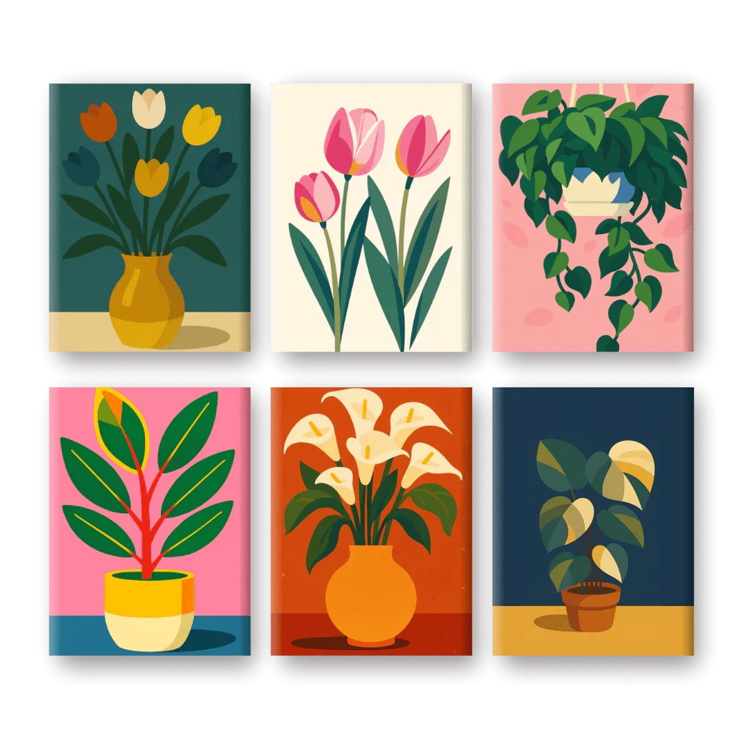 Coffret "Plantes, Fleurs & Couleurs" – 6 peintures par numéro