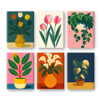 Coffret "Plantes, Fleurs & Couleurs" – 6 peintures par numéro