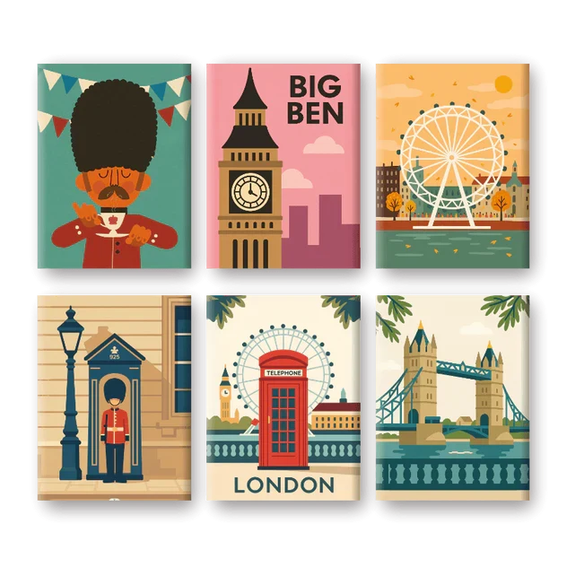 Coffret "Londres" – 6 peintures par numéro