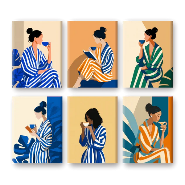 Coffret "Matin Peignoir" – 6 peintures par numéro