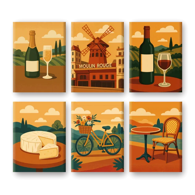 Coffret "Simplement la France" – 6 peintures par numéro
