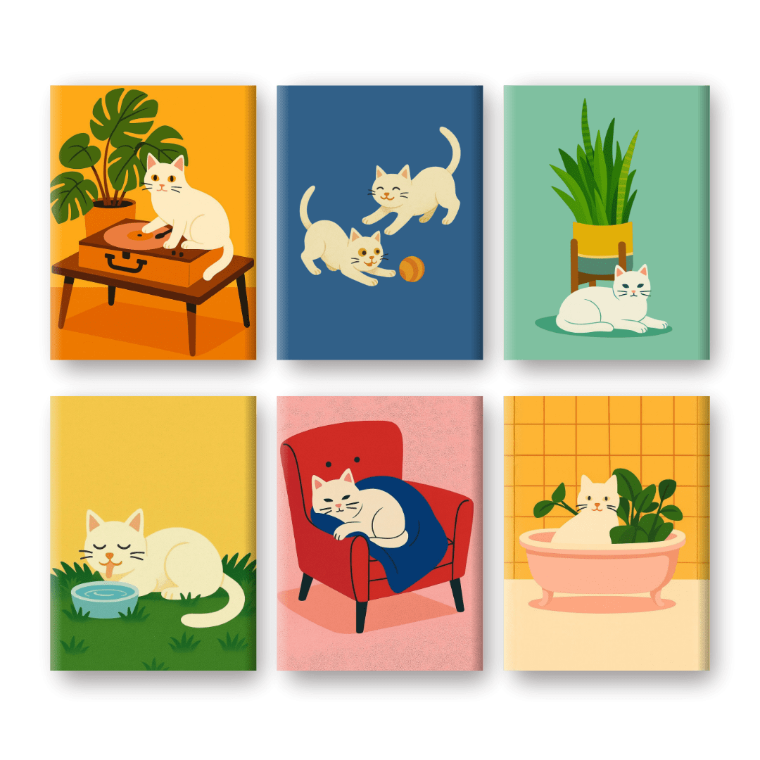 Coffret "Petit Chat Blanc" – 6 peintures par numéro