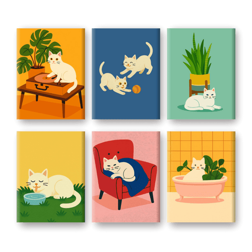 Coffret "Petit Chat Blanc" – 6 peintures par numéro