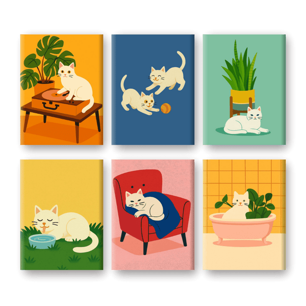Coffret "Petit Chat Blanc" – 6 peintures par numéro