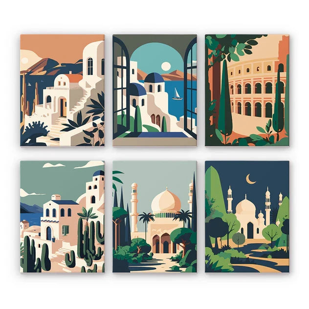 Coffret "Cités Blanches" – 6 peintures par numéro