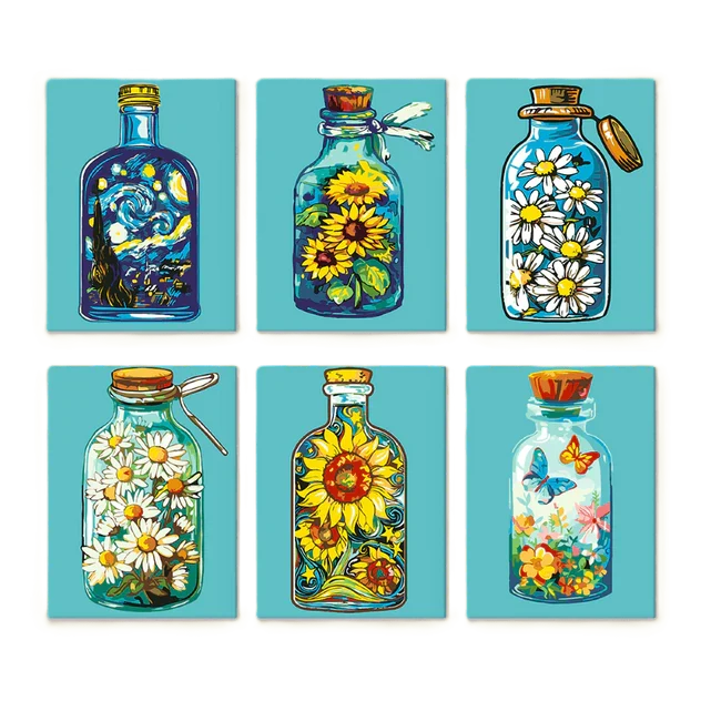 Coffret "En bouteille" – 6 peintures par numéro