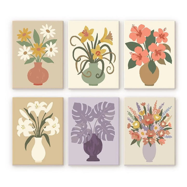 Coffret "Vase & Fleurs" – 6 peintures par numéro
