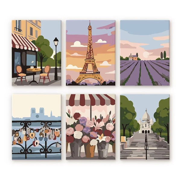 Coffret "Paris t'aimes" – 6 peintures par numéro