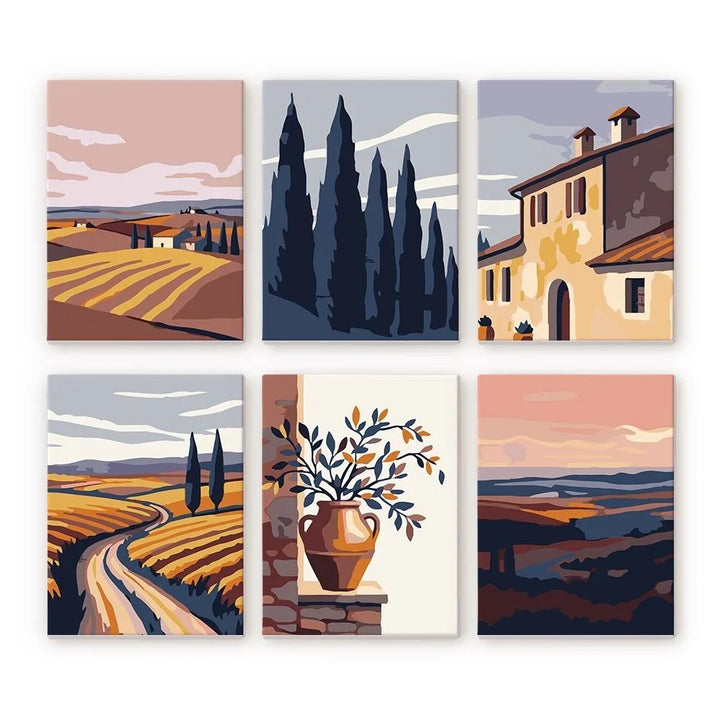 Coffret "Campagne & Calme" – 6 peintures par numéro