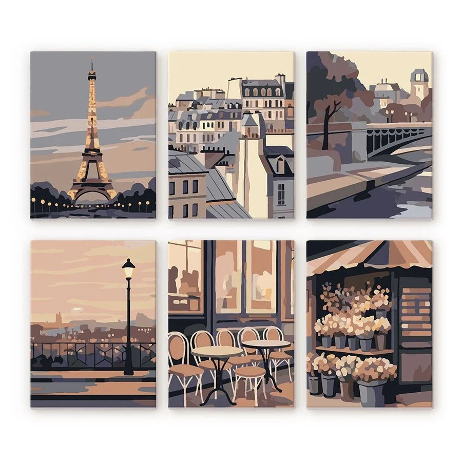 Coffret "Balade à Paris" – 6 peintures par numéro terminé