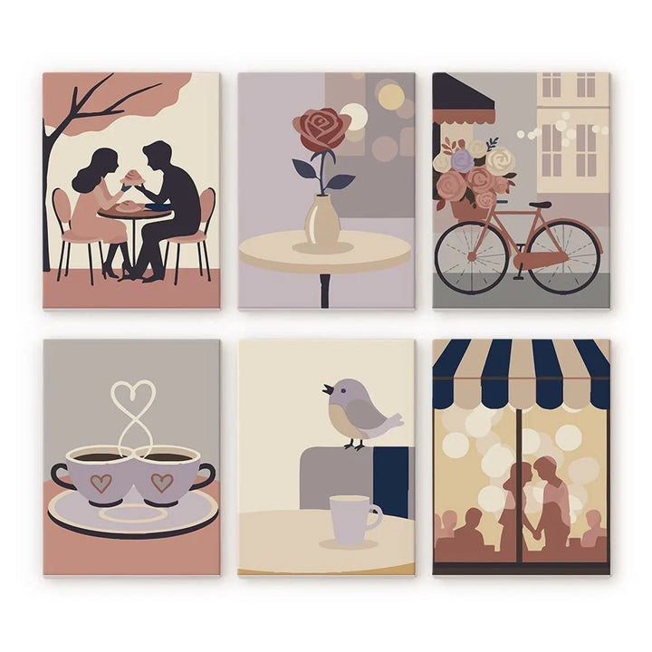 Coffret "Douce Romance" – 6 peintures par numéro
