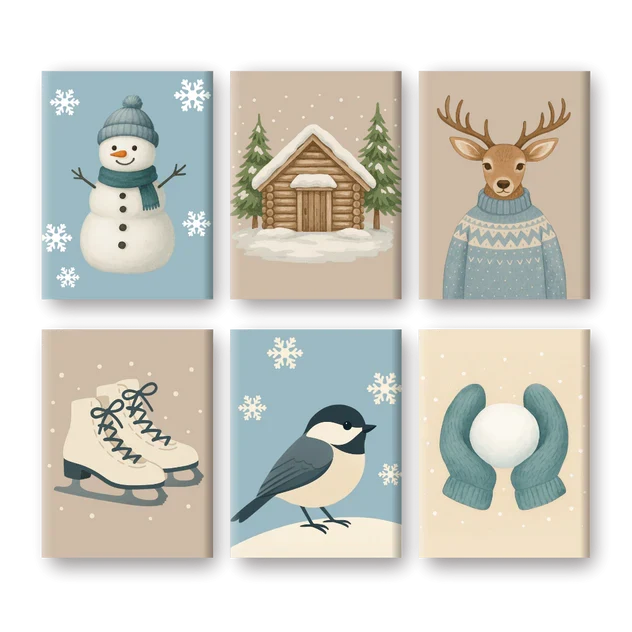 Coffret "Plaisirs d'Hiver" – 6 peintures par numéro