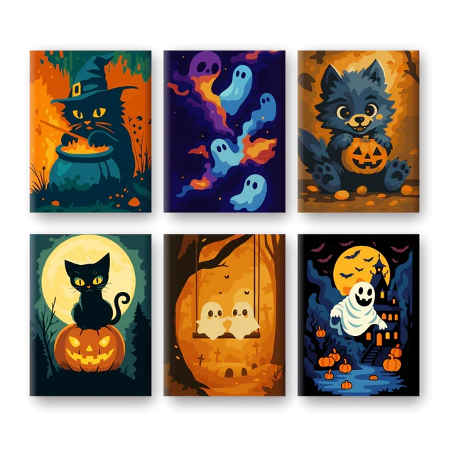 Coffret "Booo’minou" – 6 peintures par numéro