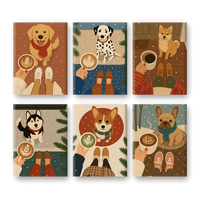Coffret "Chiens & Café" – 6 peintures par numéro