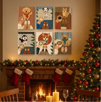 Coffret "Chiens & Café" – 6 peintures par numéro