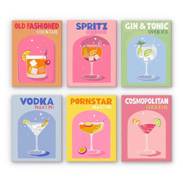 Coffret "Cocktails Colorés" – 6 peintures par numéro
