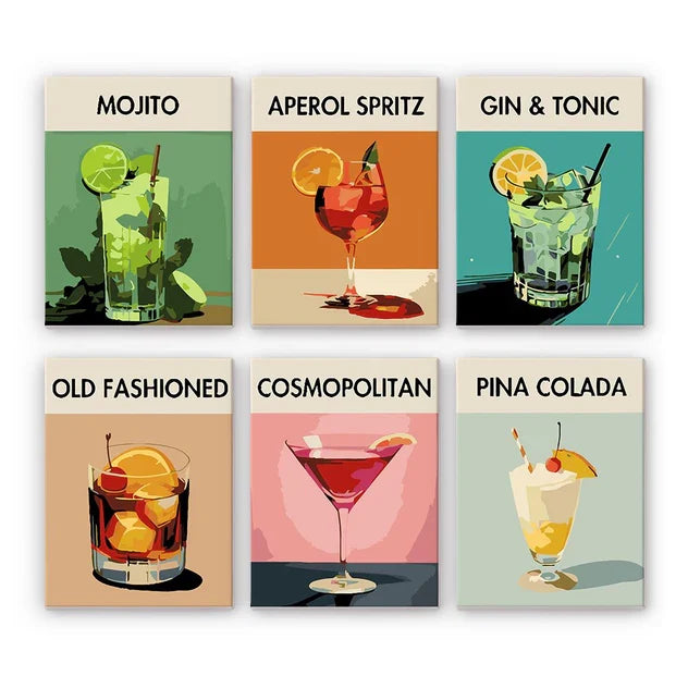 Coffret "Cocktails Deluxe" – 6 peintures par numéro
