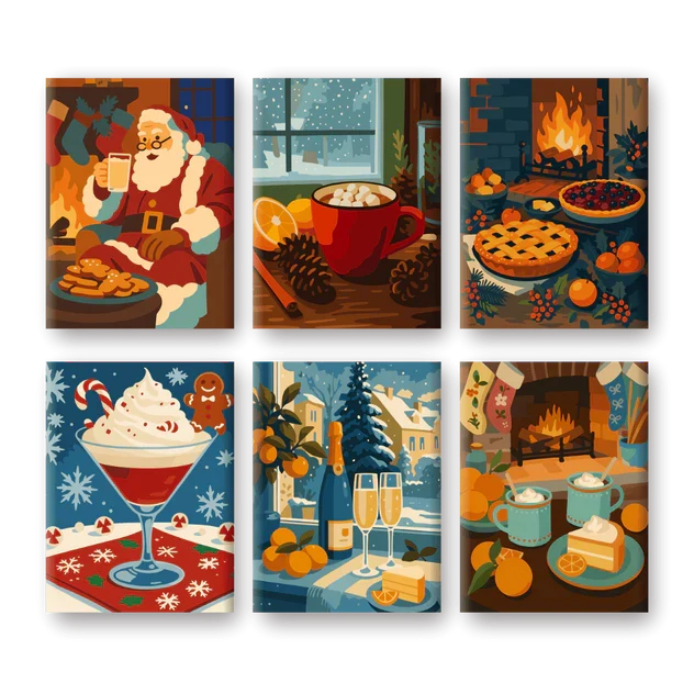 Coffret "Douce soirée d’hiver" – 6 peintures par numéro