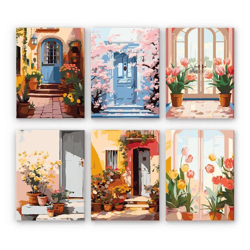 Coffret "Entrées Fleuries" – 6 peintures par numéro