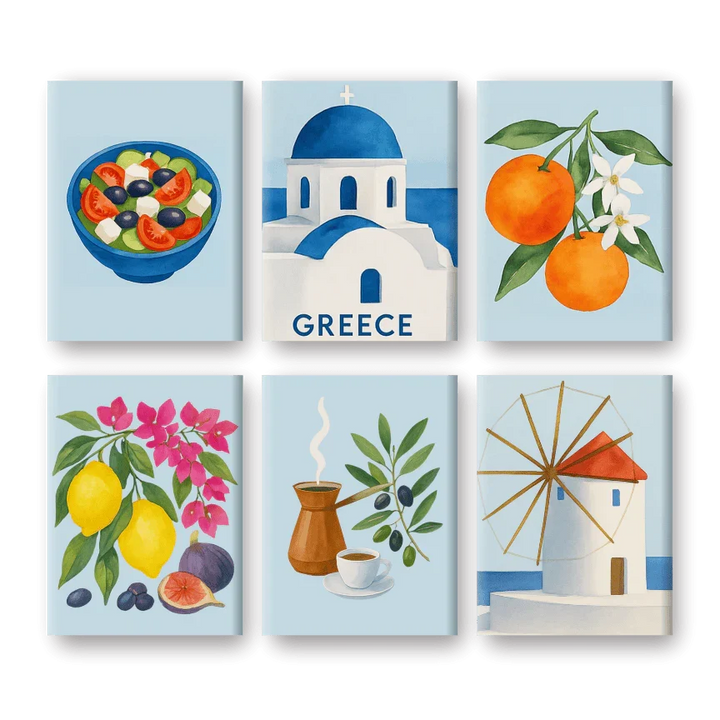 Coffret "Été Grec" – 6 peintures par numéro