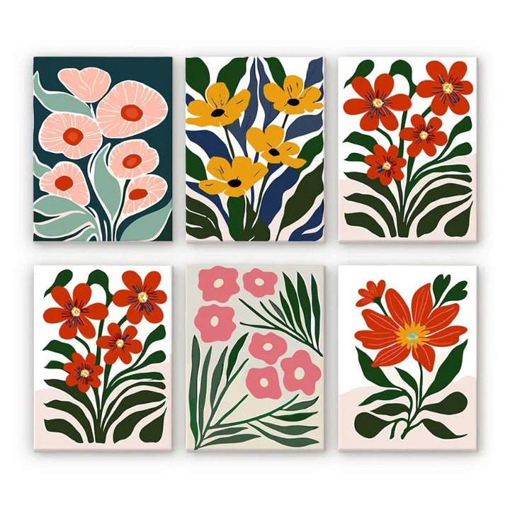 Coffret "Fleurs & Feuilles" – 6 peintures par numéro
