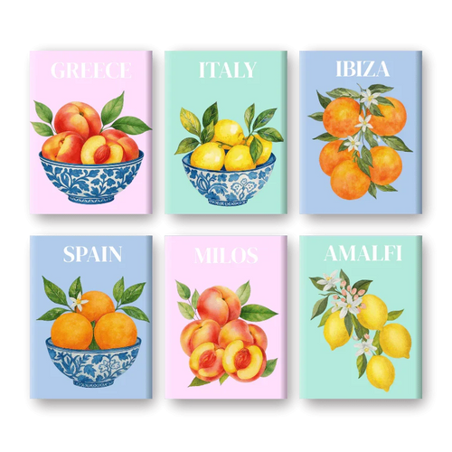 Coffret "Fruits Méditerranéens" – 6 peintures par numéro