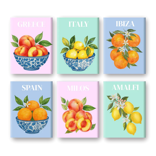 Coffret "Fruits Méditerranéens" – 6 peintures par numéro
