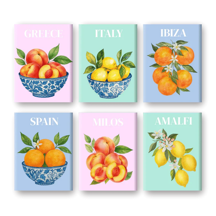 Coffret "Fruits Méditerranéens" – 6 peintures par numéro