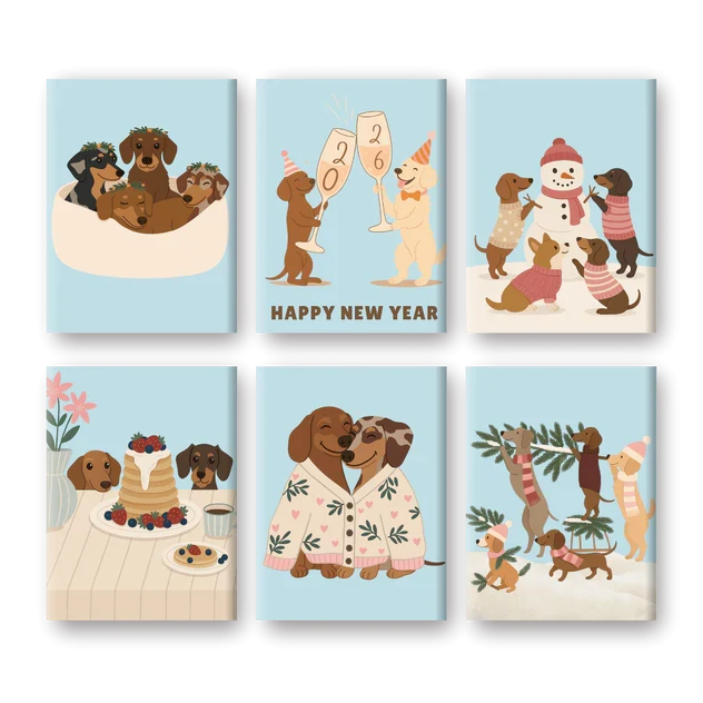 Coffret "Les chiens fêtent aussi !" – 6 peintures par numéro